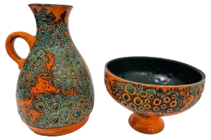 Mid-20th Century JMoon Grater Pattern asba Vase and Planter, Set of 2