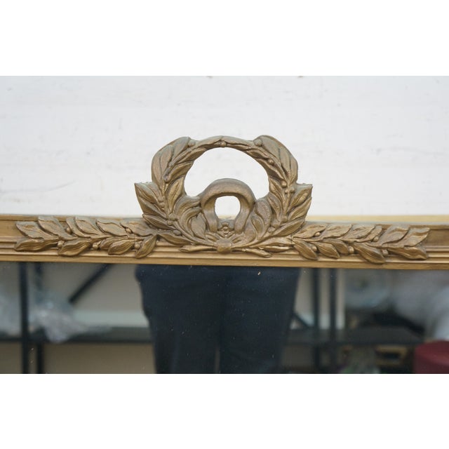 Early 20th Century Antique French Louis XVI Neoclassical Laurel Wreath Gold Gesso Mirror 29" For Sale - Image 5 of 11