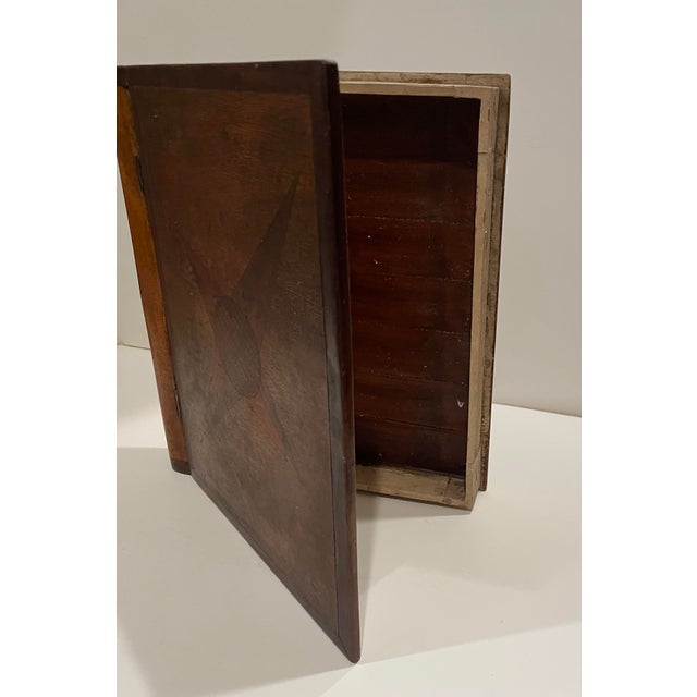 1930s Wooden Book Form Folk Art Box For Sale - Image 4 of 6