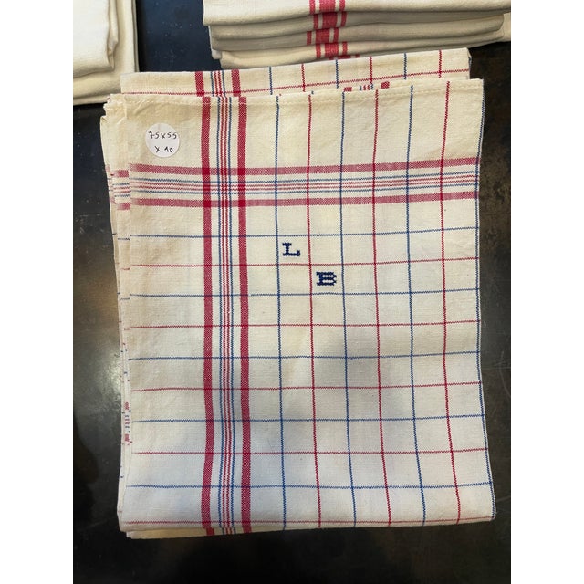 White French Kitchen Table Towels in Linen Canvas with Embroidery, 1920s, Set of 82 For Sale - Image 8 of 18