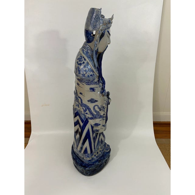 Large Blue and White Immortal Statue For Sale - Image 6 of 12