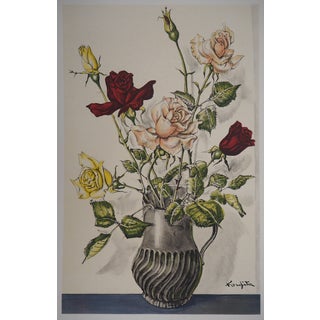 Léonard Tsuguharu Foujita, The Bouquet of Roses, Lithograph For Sale