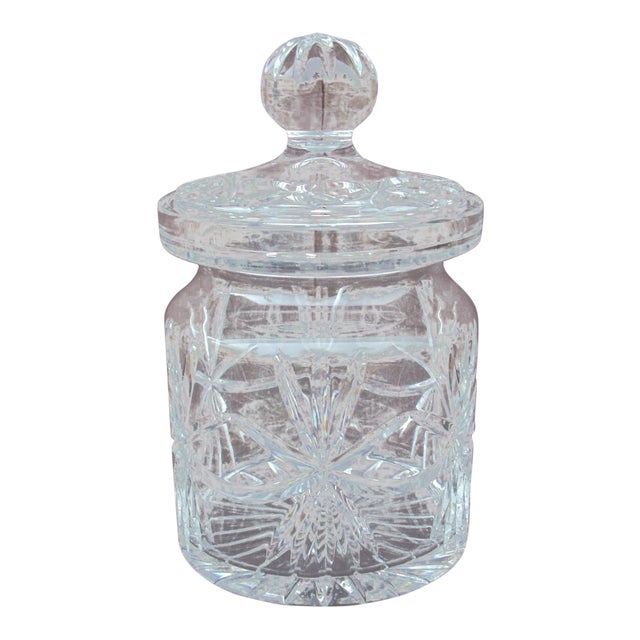 1970s Vintage Cut Glass Biscuit Jar Chairish