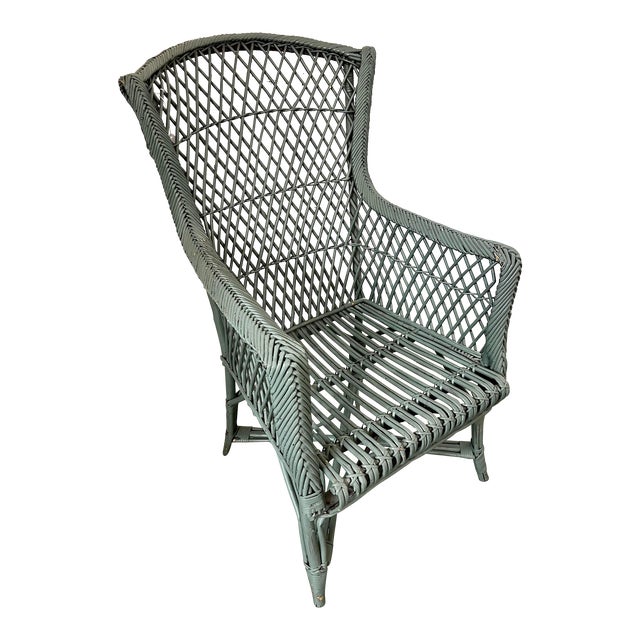 Vintage Wicker High Back Chair Chairish