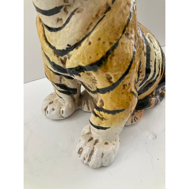 Italian Glazed Terra Cotta Tiger Cub For Sale - Image 9 of 10
