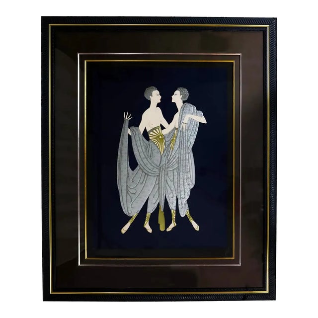 Erté "Twins," Embossed, Signed and Numbered Serigraph, 1987 For Sale