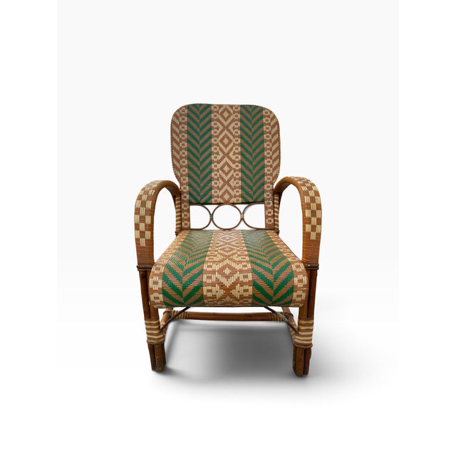 Rattan Armchairs in the style of Audoux Minet, France, 1950s, Set of 2 For Sale - Image 6 of 18