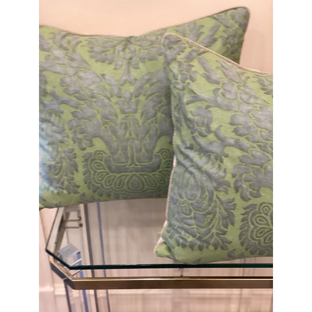 Traditional Green Fourtuny Pillows- a Pair For Sale - Image 3 of 7