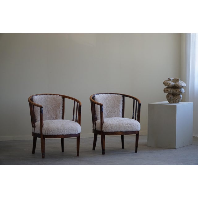 Set of Danish Armchairs in Beech & Lambswool, 1920s For Sale - Image 17 of 18