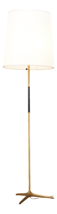 Floor Lamp with Brass Base and Frame