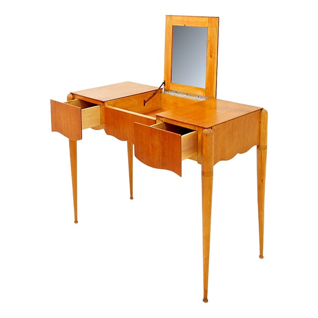 Dressing Table with Mirror, Drop-Leaf Lid and Drawers For Sale