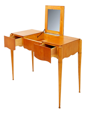 Dressing Table with Mirror, Drop-Leaf Lid and Drawers