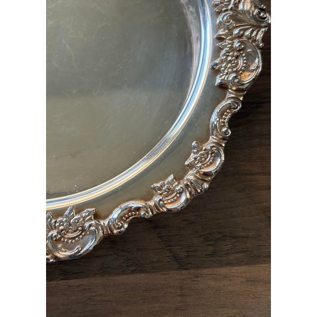 Metal Baroque by Wallace Vintage Silver-Plate Wine Coaster For Sale - Image 7 of 11