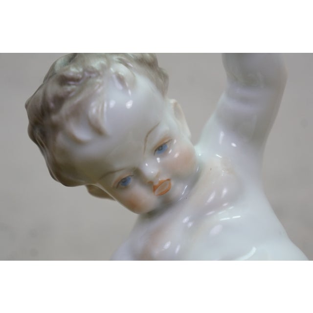 Ceramic Vintage Herend Hungary Porcelain Nude Cherub Putti Figurine 5751 Dancing Boy 7" For Sale - Image 7 of 10