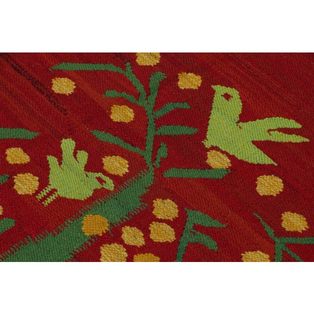 1960s Title: Vintage Swedish Square Rug, Scandinavian Flatweave With Birds - Rug & Kilim For Sale - Image 5 of 6