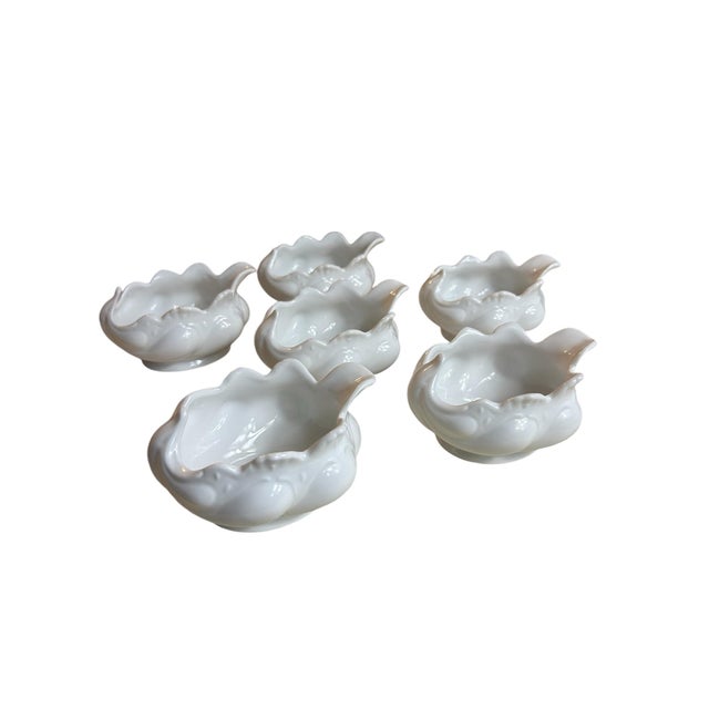 Vintage White Ceramic Gravy Boat Creamer Sauce Bowl Trinket Dish Japan Vintage Scalloped Edge Reproduced from an antique...