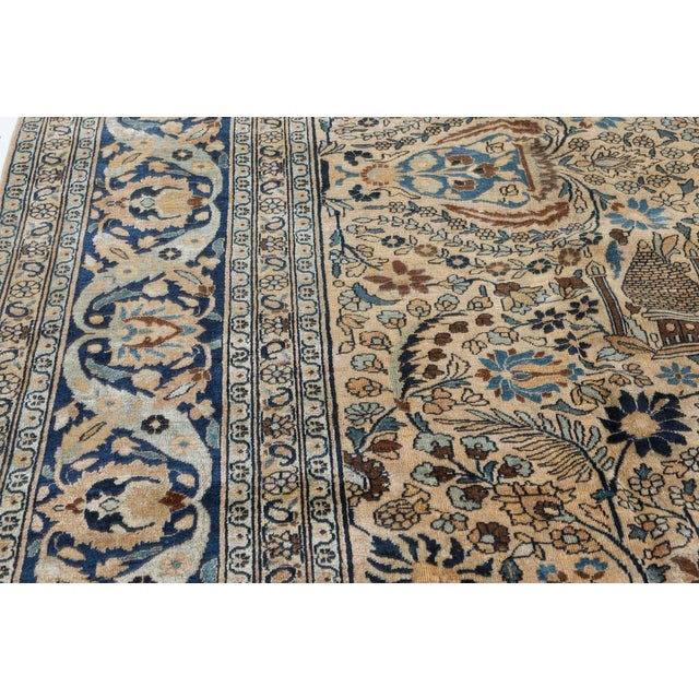 Antique Khorassan Botanic Design Handmade Wool Rug For Sale - Image 4 of 8