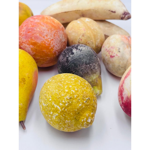 Rustic European 1950s Italian Hand Carved and Painted Marble Fruits- Set of 12 For Sale - Image 3 of 5