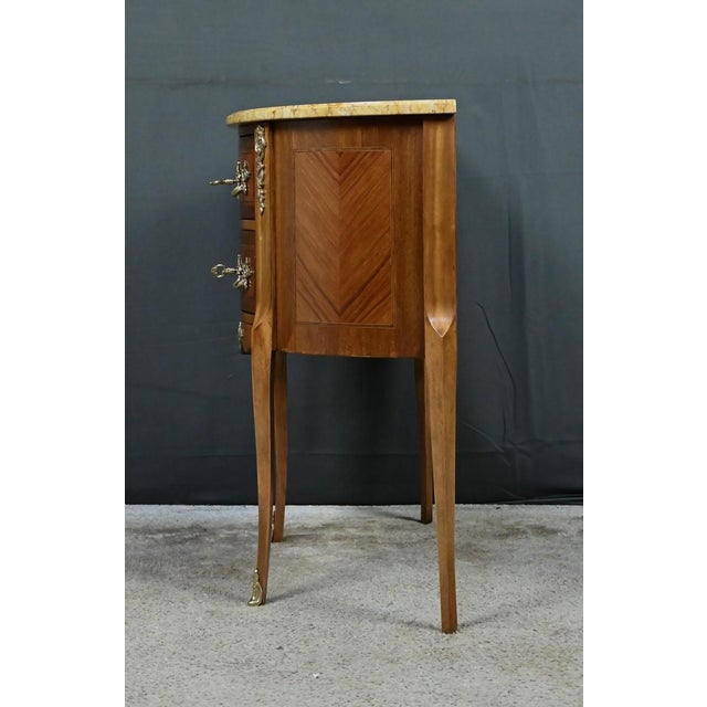 Early 20th Century Louis XV-Louis XVI Transition Style Half-Moon Commode For Sale - Image 12 of 18