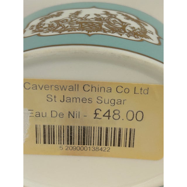 Late 20th Century Fortnum & Mason St James Eau De Nil Chinoiserie Bone China Sugar & Creamer by Caverswall For Sale - Image 10 of 10