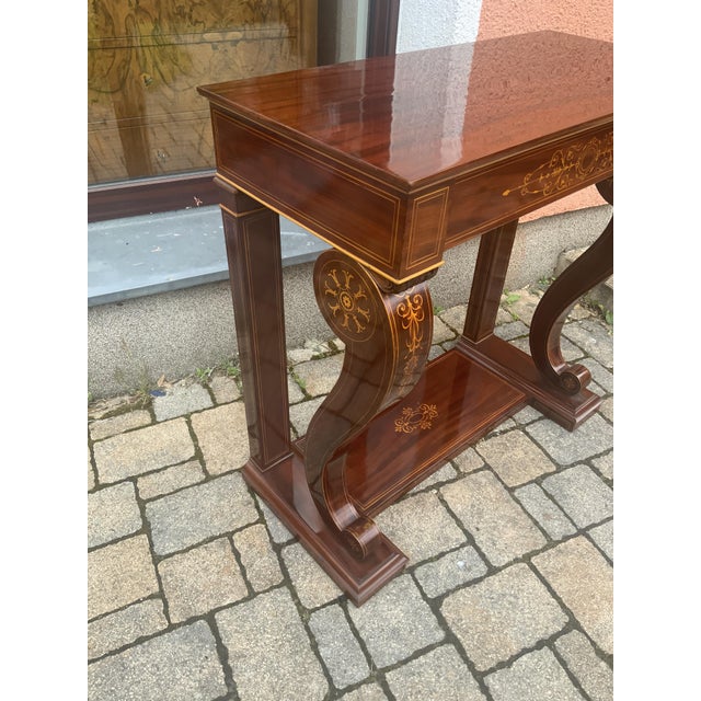 Maroon Biedermeier Console Inlaid in Mahogany, 1840s For Sale - Image 8 of 18