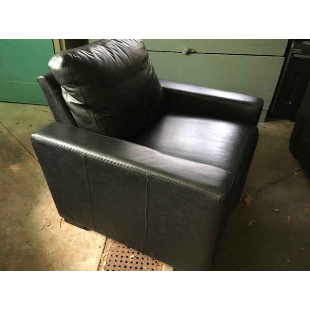 Restoration Hardware Black Leather Maxwell Recliner Chairish