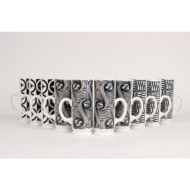 1960's Mod Black and White Cappuccino Mugs For Sale - Image 13 of 13