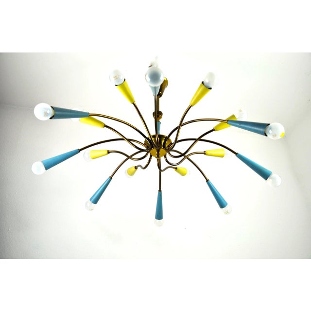 Mid-Century Sputnik Ceiling Lamp, in Good conditions. Designed 1960 to 1969 Up to 250V (Europe/UK Standard).The wiring of...