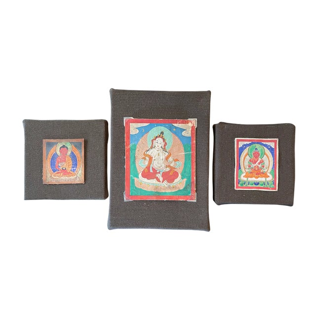 Mid 19th Century 19th Century Mongolian Buddhist Tsakli Paintings- a Set of 3 For Sale - Image 5 of 5