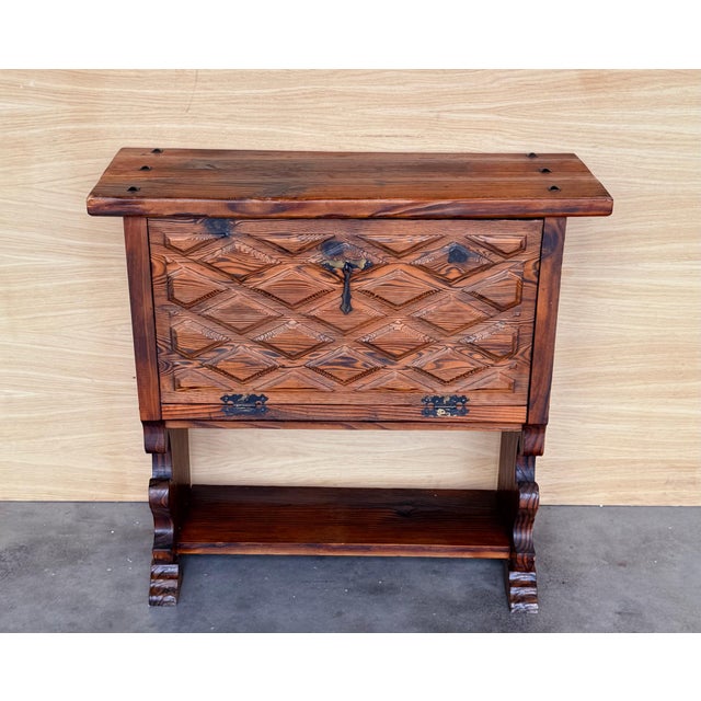 Early 20th Fall front Door rustic console Table with Shelve For Sale - Image 17 of 18