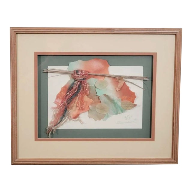 Moonshadows (1988) – Signed Mixed Media Collage With Fiber & Reed Elements, Framed For Sale