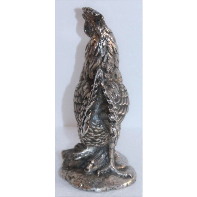 English 1930s Sterling Silver Rooster Sculpture For Sale - Image 3 of 5