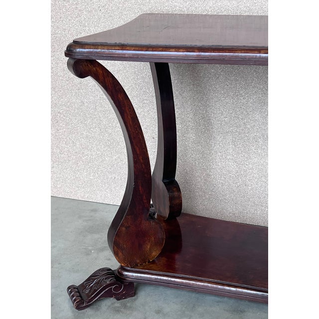Wood Early 20th Century Mahogany Rectangular Coffee Table With Low Shelve For Sale - Image 7 of 11