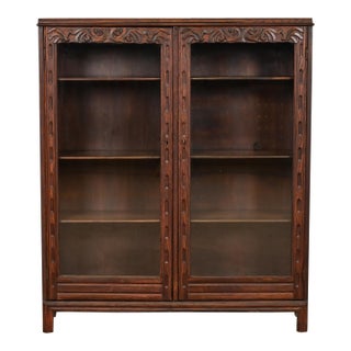 R. J. Horner Style Antique Victorian Carved Oak Bookcase Cabinet, Circa 1880s For Sale