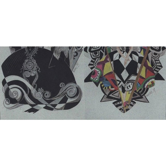 1990s C1990 Set of 2-Versace Theater Costume Fashion Design Prints, Matted For Sale - Image 5 of 5
