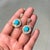 Turquoise Luxury 14k Gold Turquoise & Diamond Double Halo Drop Earrings, 3.07ct- A Pair For Sale - Image 8 of 14