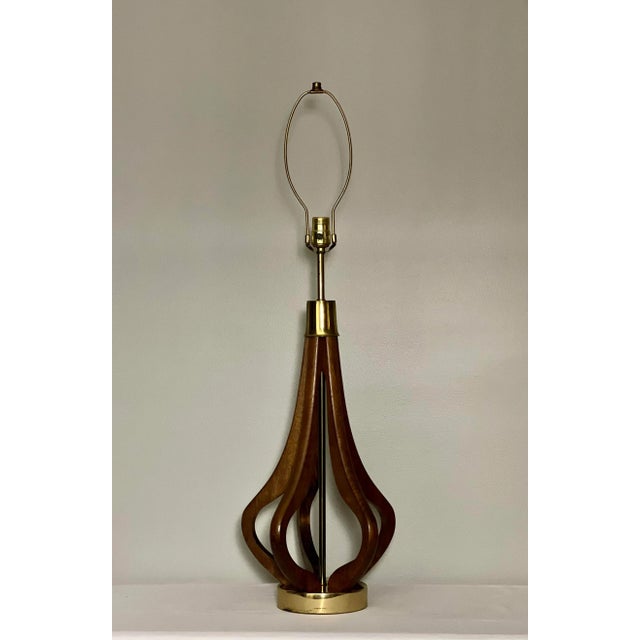 Mid Century Sculptural Walnut Table Lamps, a Pair For Sale - Image 4 of 12