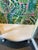 Vintage White Wooden Short Light Up Glass Display Cabinet With Tropical Wallpaper Background For Sale - Image 10 of 11