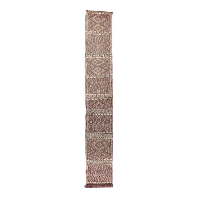 Vintage Zemmour Moroccan Kilim Rug, 03'07 X 25'09 For Sale