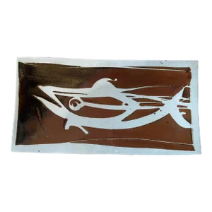 Mid Century Eric Norstad Signed Pottery Fish Platter Tray Painting