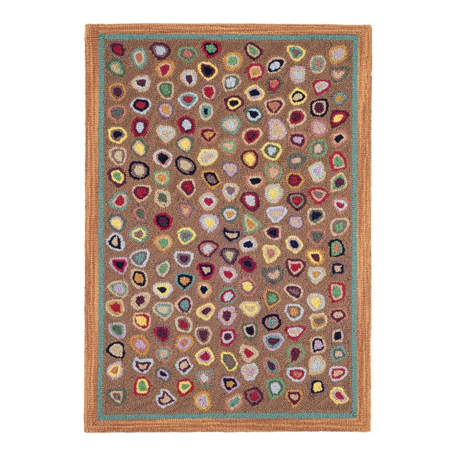 Dash & Albert by Annie Selke Cat's Paw Brown Micro Hooked Wool Rug, 5' x 8' For Sale