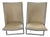 Pair of Original Ward Bennett Scissor Chairs – Almond Leather & Chrome For Sale