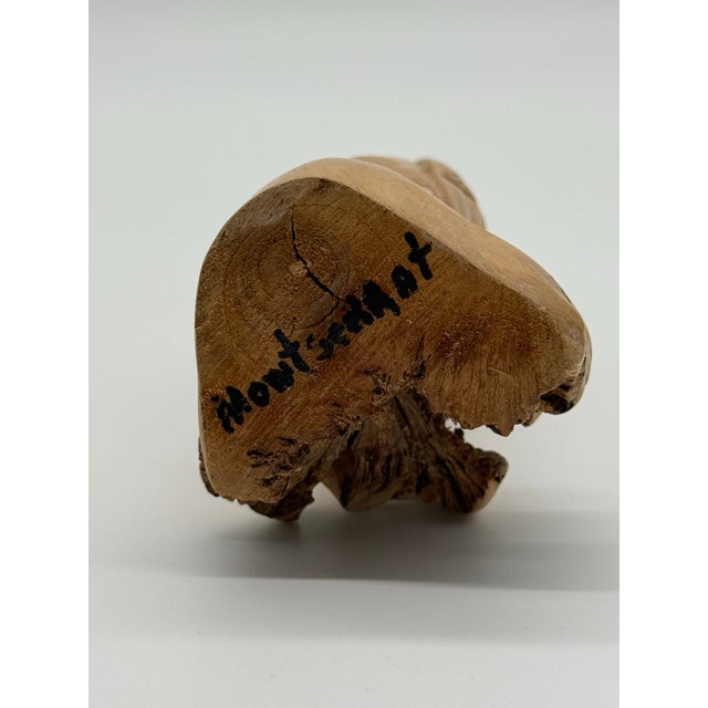 Late 20th Century Signed Montserrat Hand-Carved Wooden Crane Sculpture, 8.5” For Sale - Image 12 of 12