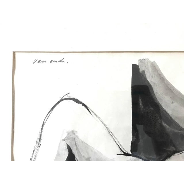 Great example of Maurice Charles Louis Van Essehe's black and white ink drawing on paper of a reclining female nude....