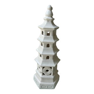 Three Tiered Porcelain White Hexagon Pagoda For Sale