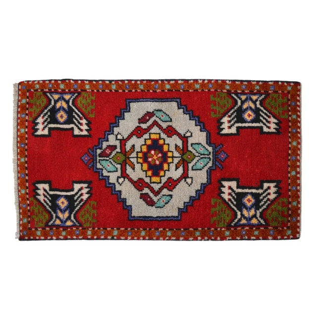 1970 Hand Knotted Mat Small Turkish Rug Entry Decor Door Mat- 1′9″ × 3′ For Sale - Image 4 of 12