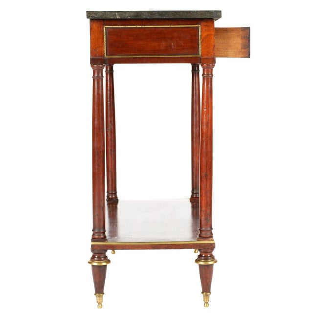 French Louis XVI Mahogany Marble Top Console Table For Sale - Image 4 of 9