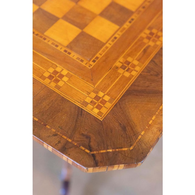 Italian 19th Century Walnut, Mahogany and Ash Game Side Table with Marquetry Top For Sale In Atlanta - Image 6 of 12