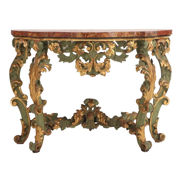 An Italian Faux Marble Top Console Table, 18th C. For Sale