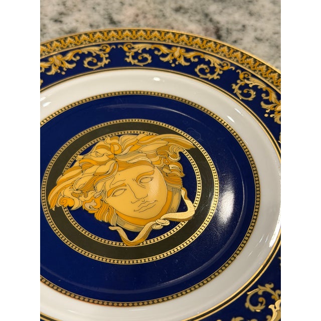 Ceramic Rosenthal Versace Medusa Blue Porcelain Bread & Butter Plate, 7.25” For Sale - Image 7 of 9